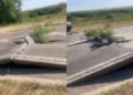 Вниманию водителей! Из-за жары на дороге поднялись бетонные плиты