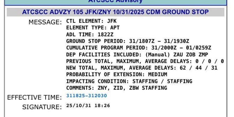 Аэропорты Нью-Йорка могут приостановить приём рейсов из-за массового отсутствия сотрудников