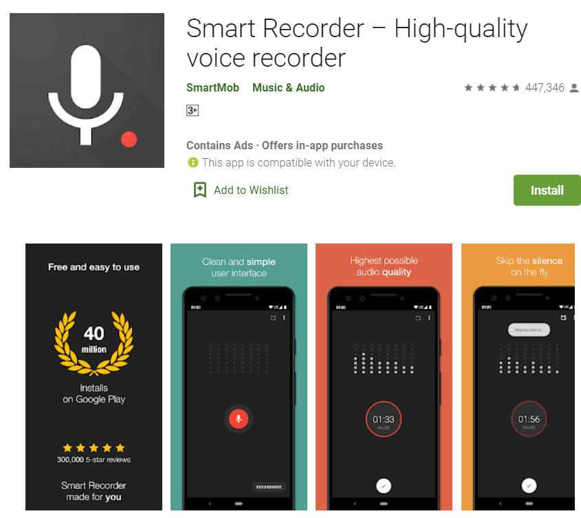 Application enregistreur vocal