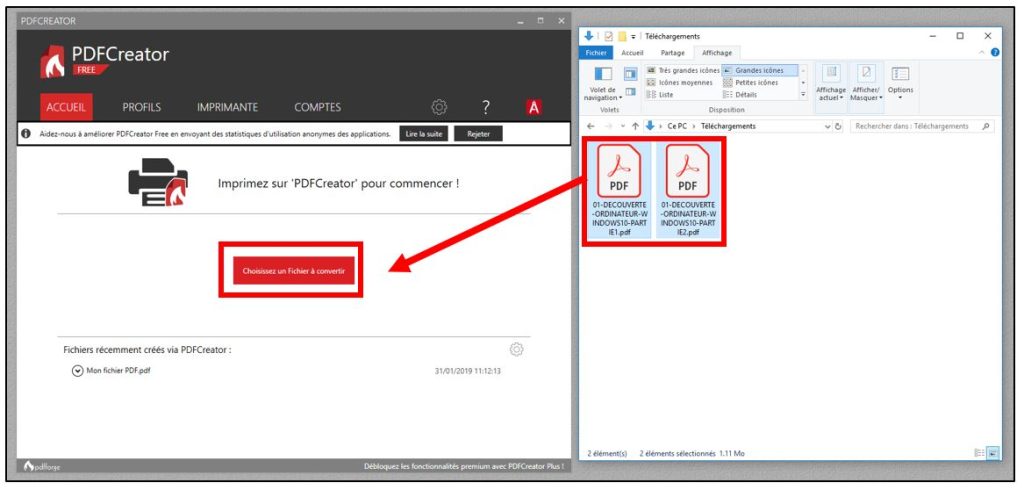 Comment enregistrer 2 pdf en 1