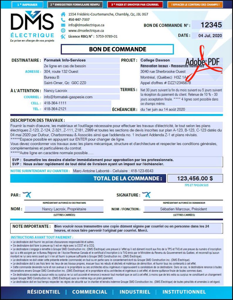 Formulaire pour enregistrer une entreprise