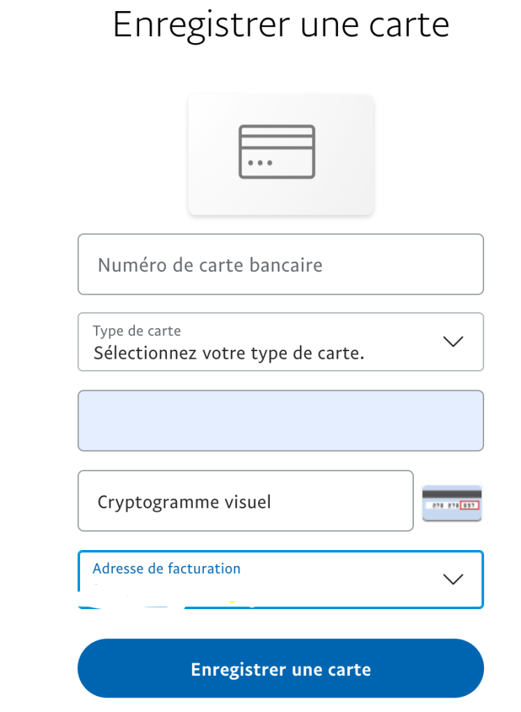 J'arrive pas a enregistrer ma carte sur paypal