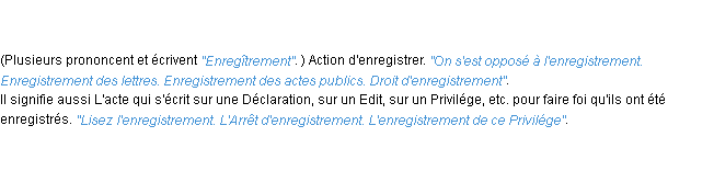 Enregistrer definition