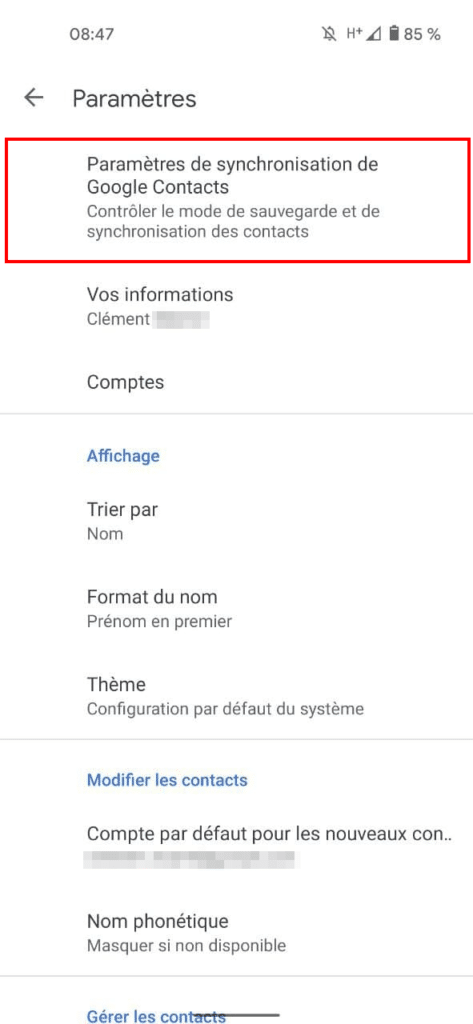 Enregistrer contact sur carte sim