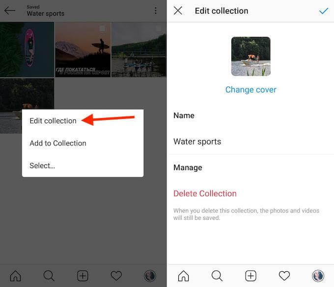 Enregistrer dans une collection instagram