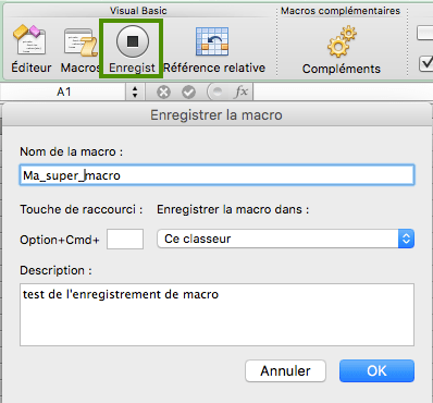 Excel 2016 enregistrer une macro