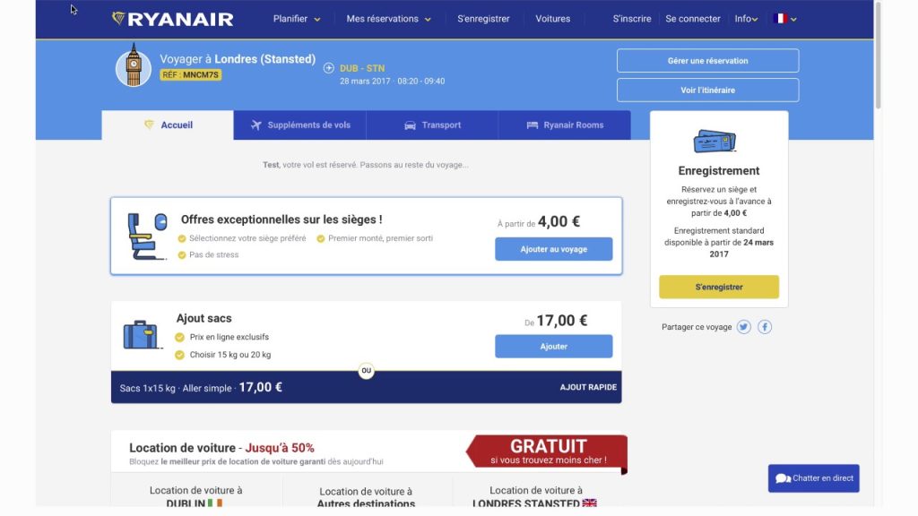 Quand s'enregistrer sur ryanair