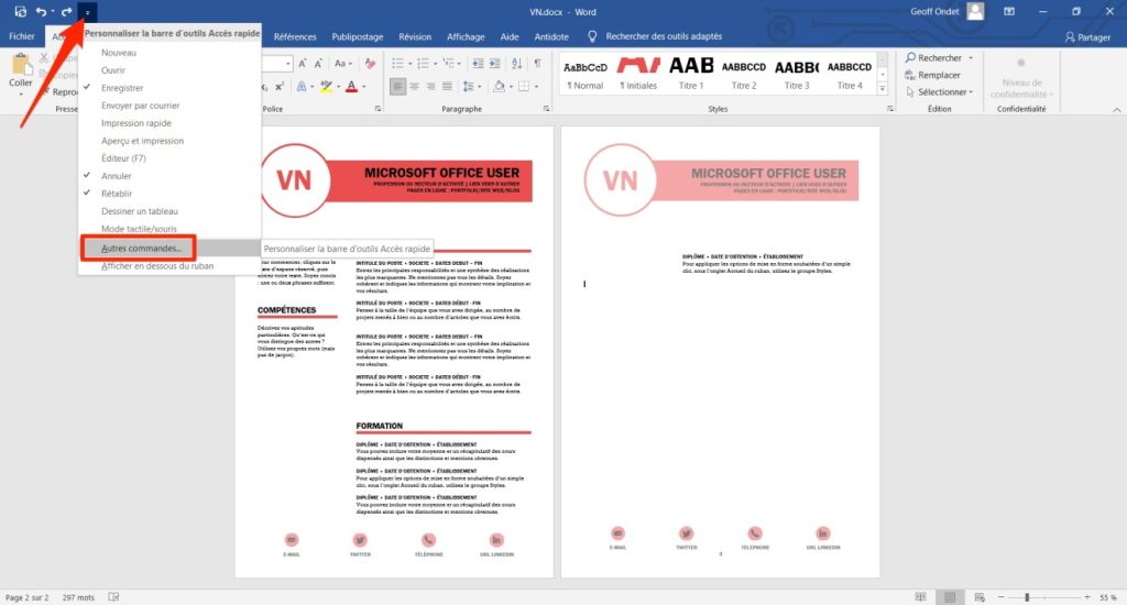 Enregistrer 1 seule page word