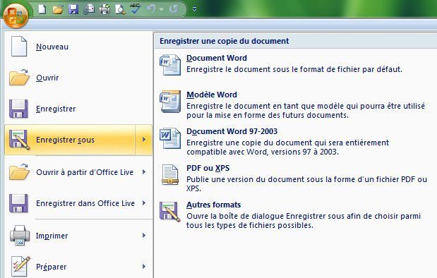 Enregistrer sous word