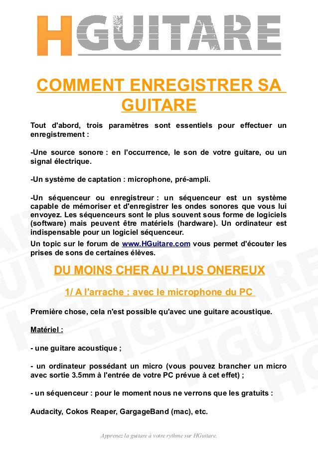 Comment enregistrer le son de sa guitare