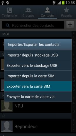 Enregistrer numero sur carte sim samsung