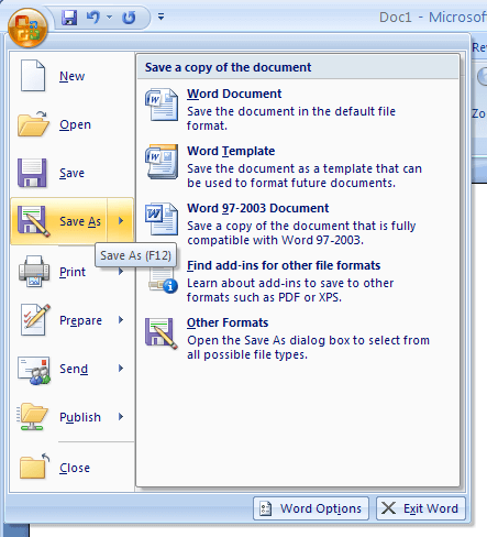 Word 2007 enregistrer en pdf