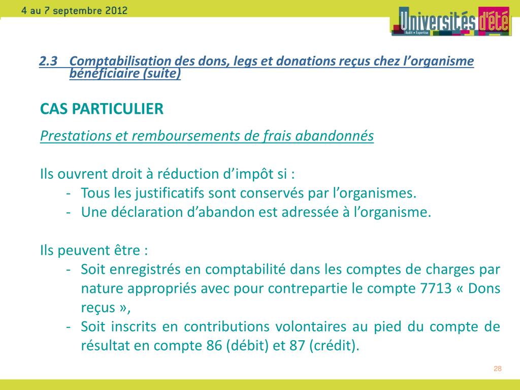 Ou sont enregistrees les donations