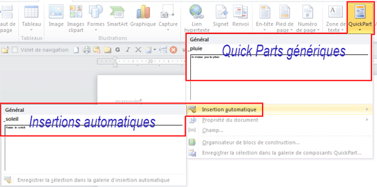 Enregistrer quickpart word