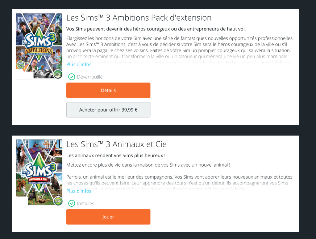 Enregistrer sims 3 sur origin