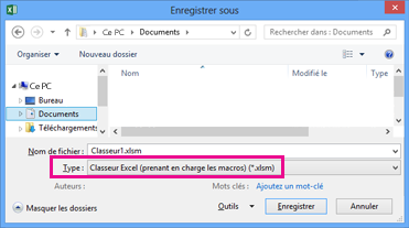 Enregistrer un fichier en anglais