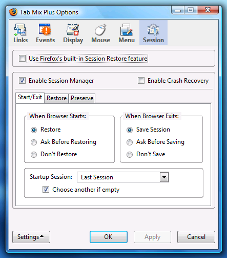 Enregistrer onglets firefox