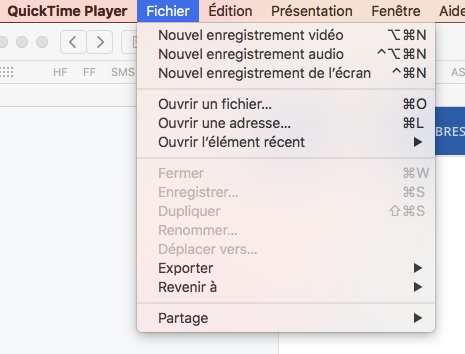Enregistrer video avec quicktime