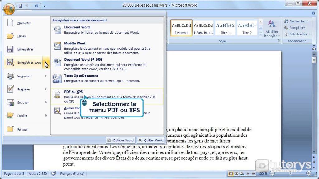 Excel 2007 enregistrer en pdf