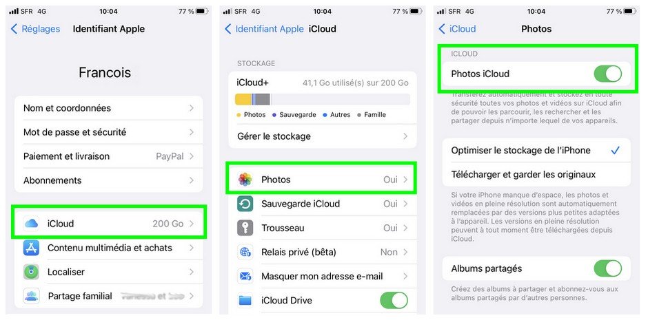Comment enregistrer c'est photo sur icloud