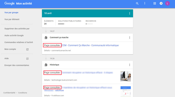 Enregistrer historique chrome