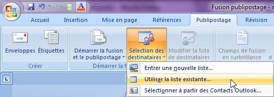 Enregistrer publipostage page par page