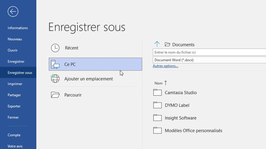 Enregistrer ordinateur
