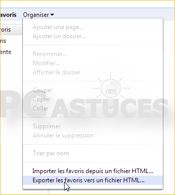 Enregistrer favoris chrome