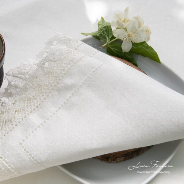 White linen napkin, nora.