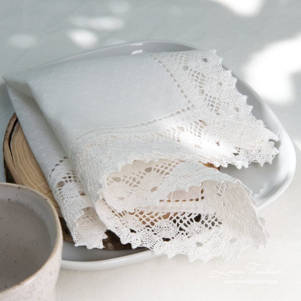 Hole patterned linen white napkin, nora.