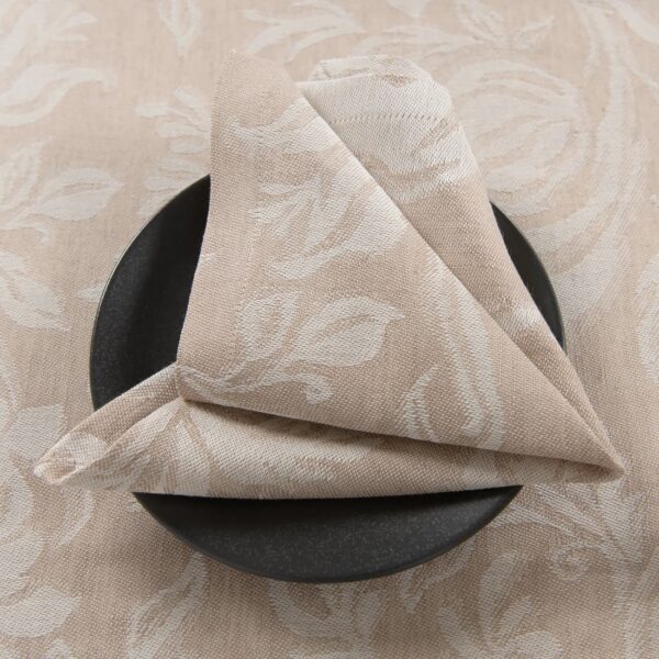 floral brown half linen napkin, Jacquard