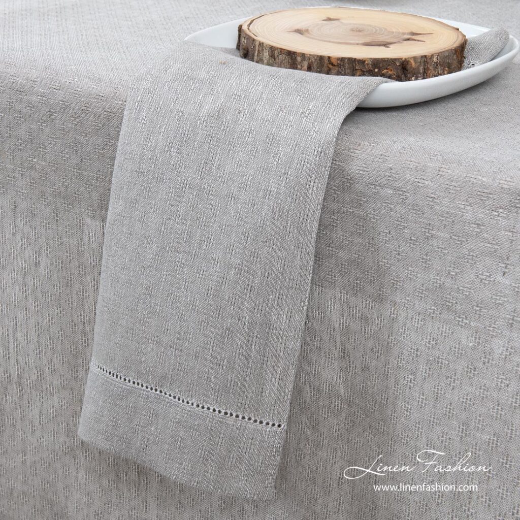TANGO Serviette de table beige 4 Light grey 100% linen napkin in a slight open-weave pattern