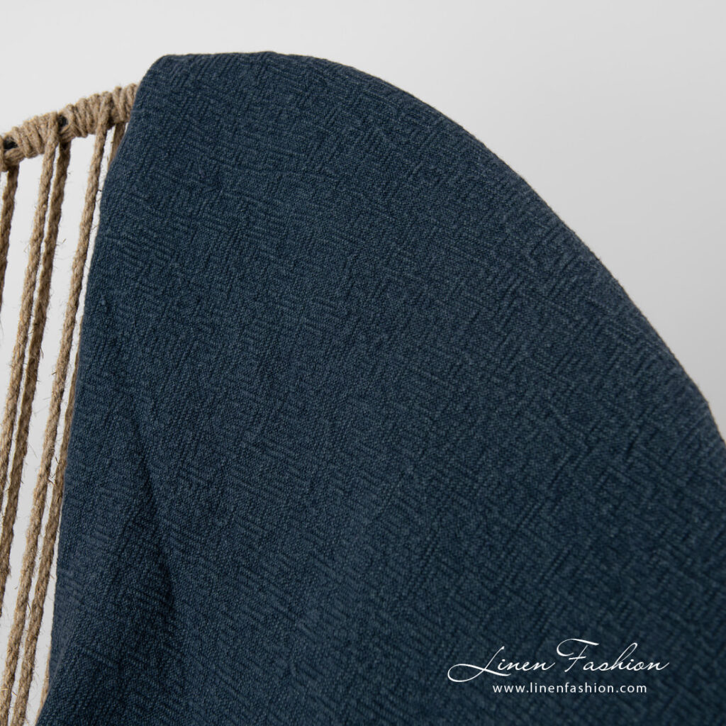 MAMBA Couverture bleu marine 2 linen navy blanket, panama design.