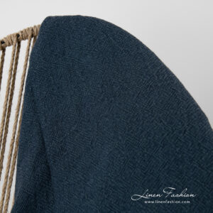 MAMBA Couverture bleu marine 12 linen navy blanket, panama design.