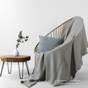 MAMBA Couverture gris bleu 11 linen grey blue blanket.