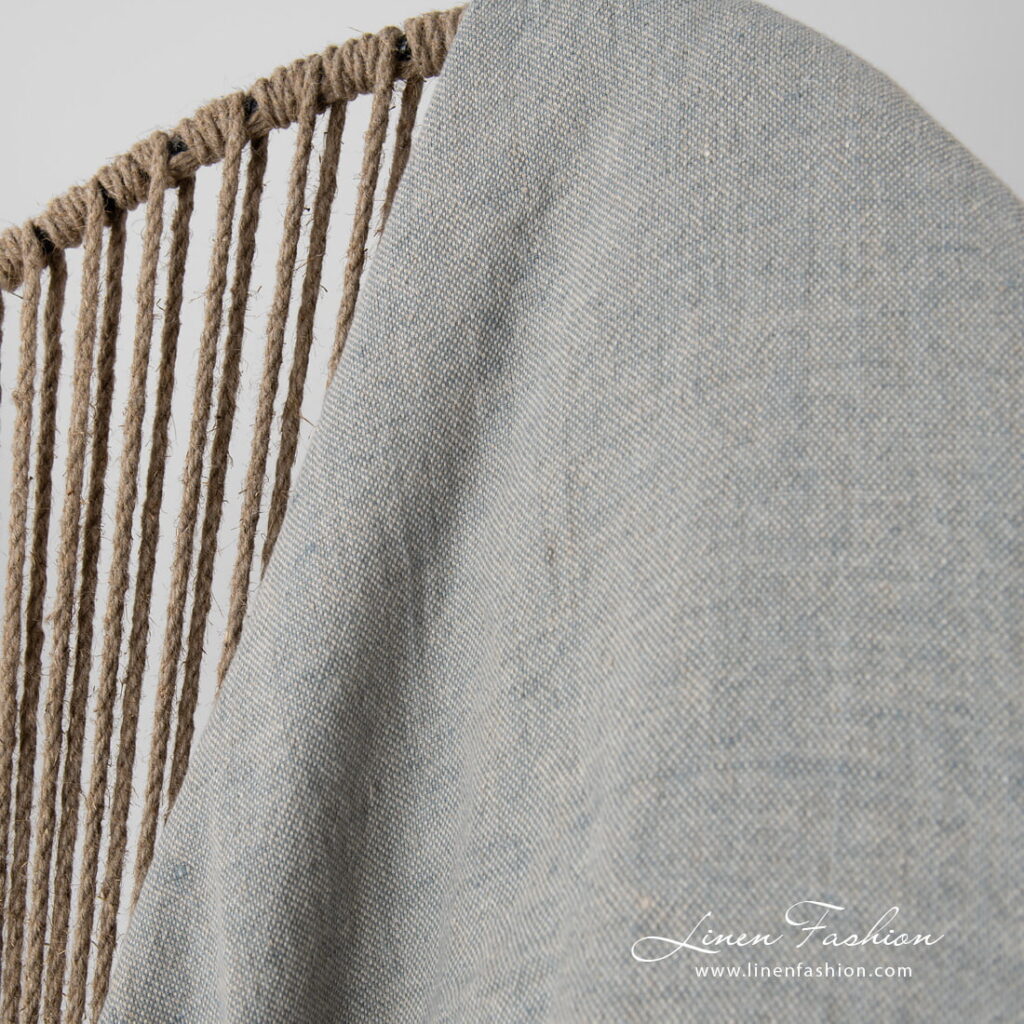 MAMBA Couverture gris bleu 3 linen grey blue blanket washed.