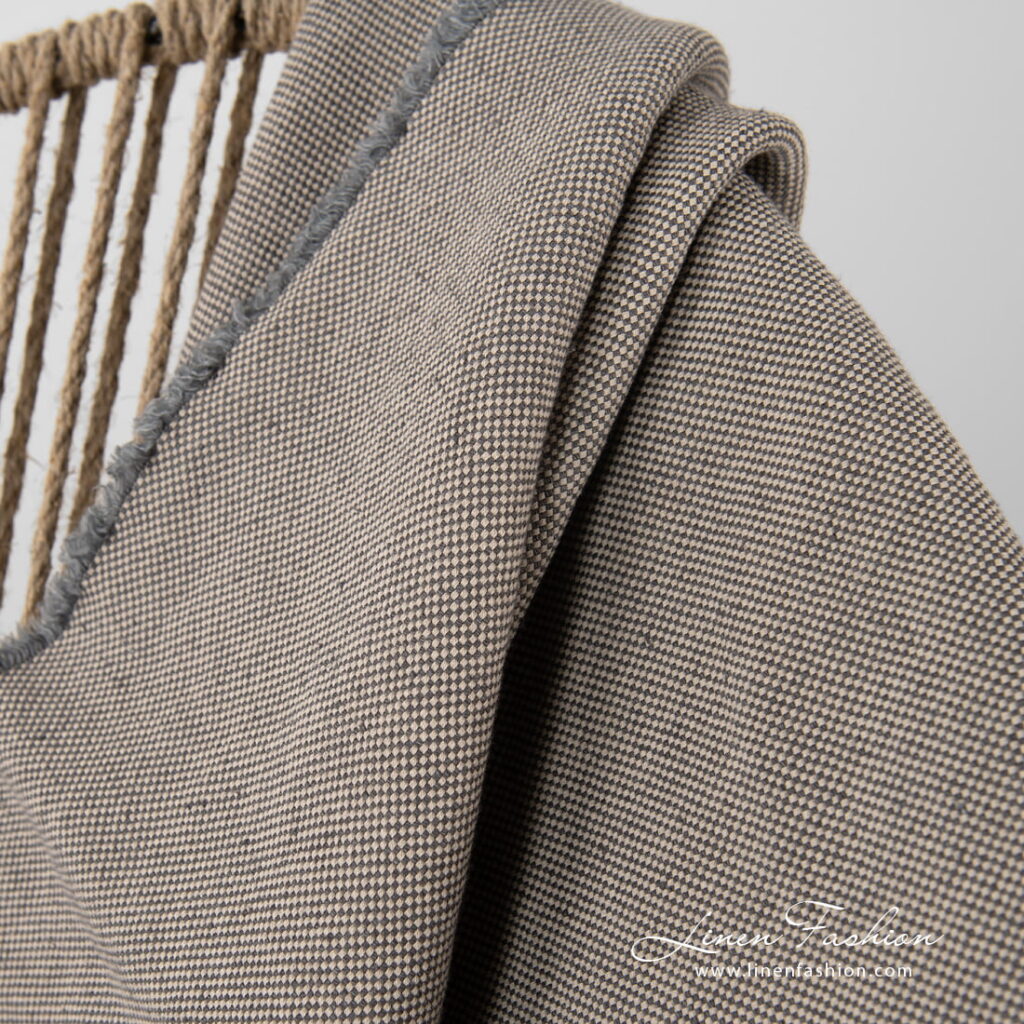 NILO Couverture gris 3 Linen cotton grey blanket with fringes, washed.