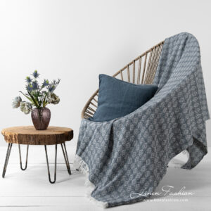 ALABAMA Couverture gris 11 linen blanket with rhombus.