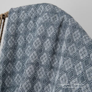 ALABAMA Couverture gris 13 linen blanket with rhombus, Jacquard.