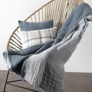 FOCUS dark grey double-sided linen blanket
