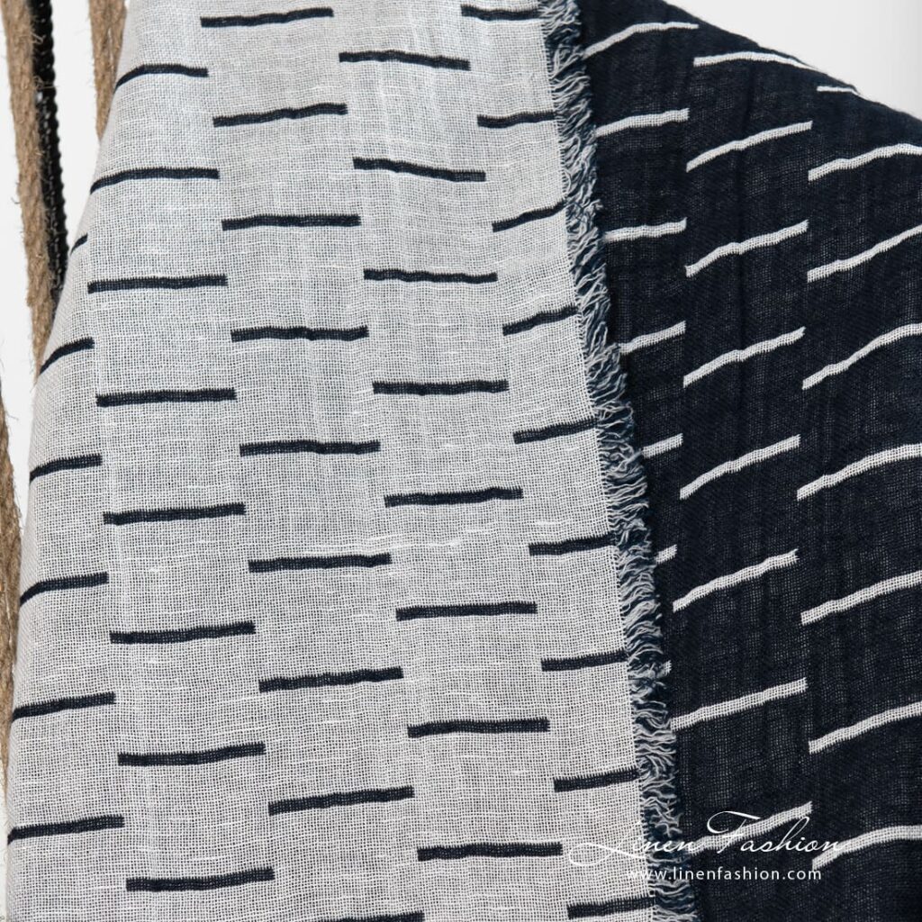 HAZEL Couverture noire 3 HAZEL black linen cotton blanket double-sided