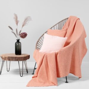 BINGO Couverture pêche 7 linen cotton peach blanket