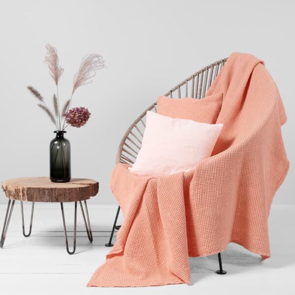 linen cotton peach blanket