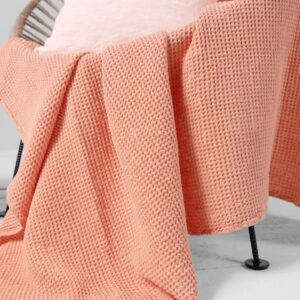 BINGO Couverture pêche 8 linen cotton peach blanket waffle