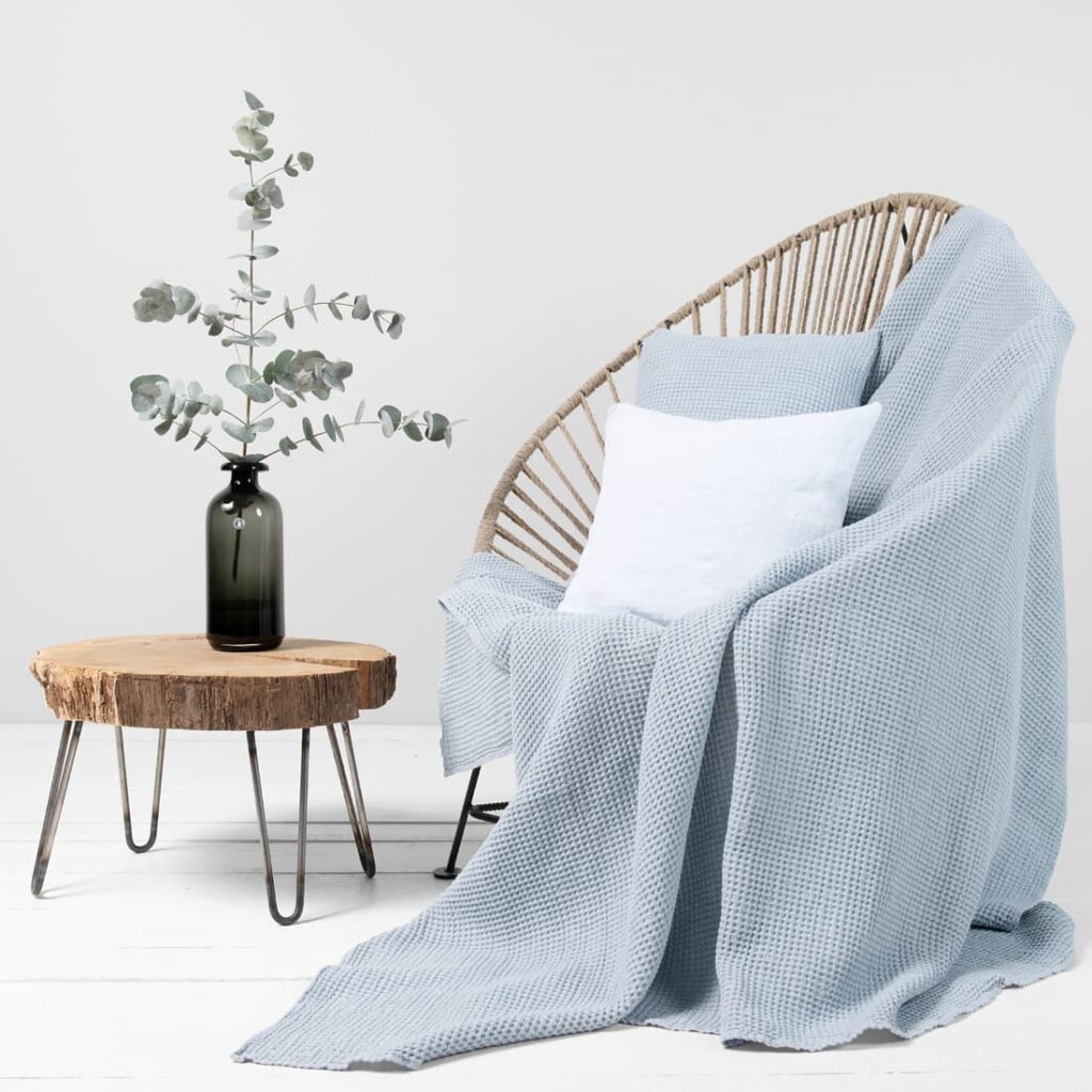 BINGO Couverture bleu glacier 1 Linen cotton throw ice blue