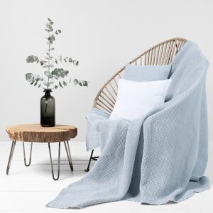 BINGO Couverture bleu glacier 9 Linen cotton throw ice blue