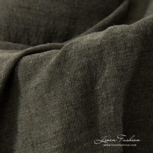 MOSSA Couverture vert 11 Pure linen blanket in moss green colour