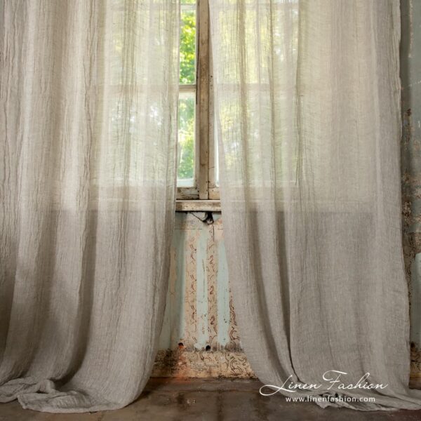 Bohemia 100% linen curtain in light grey.