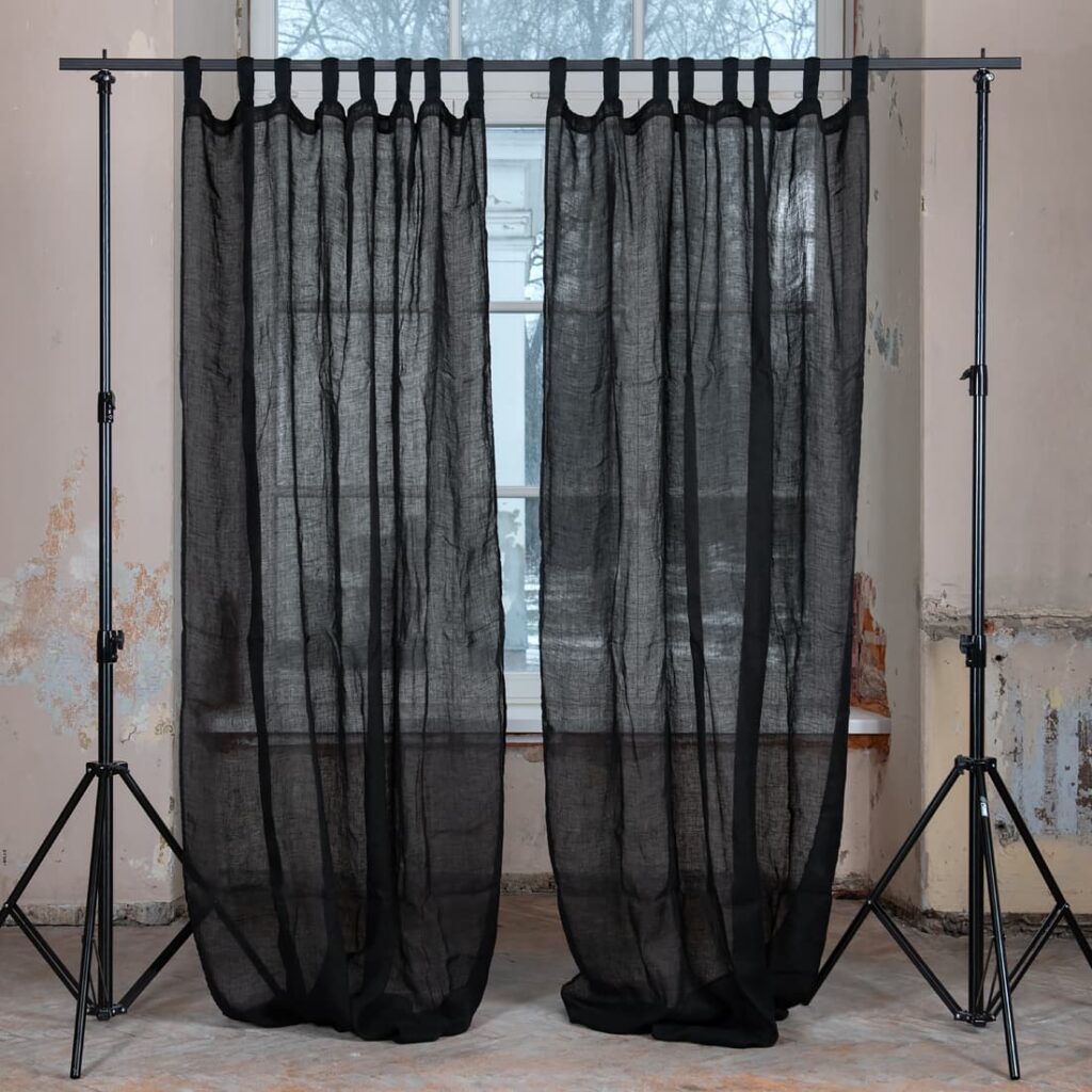 BOHEMIA Rideau noir 1 linen black curtains