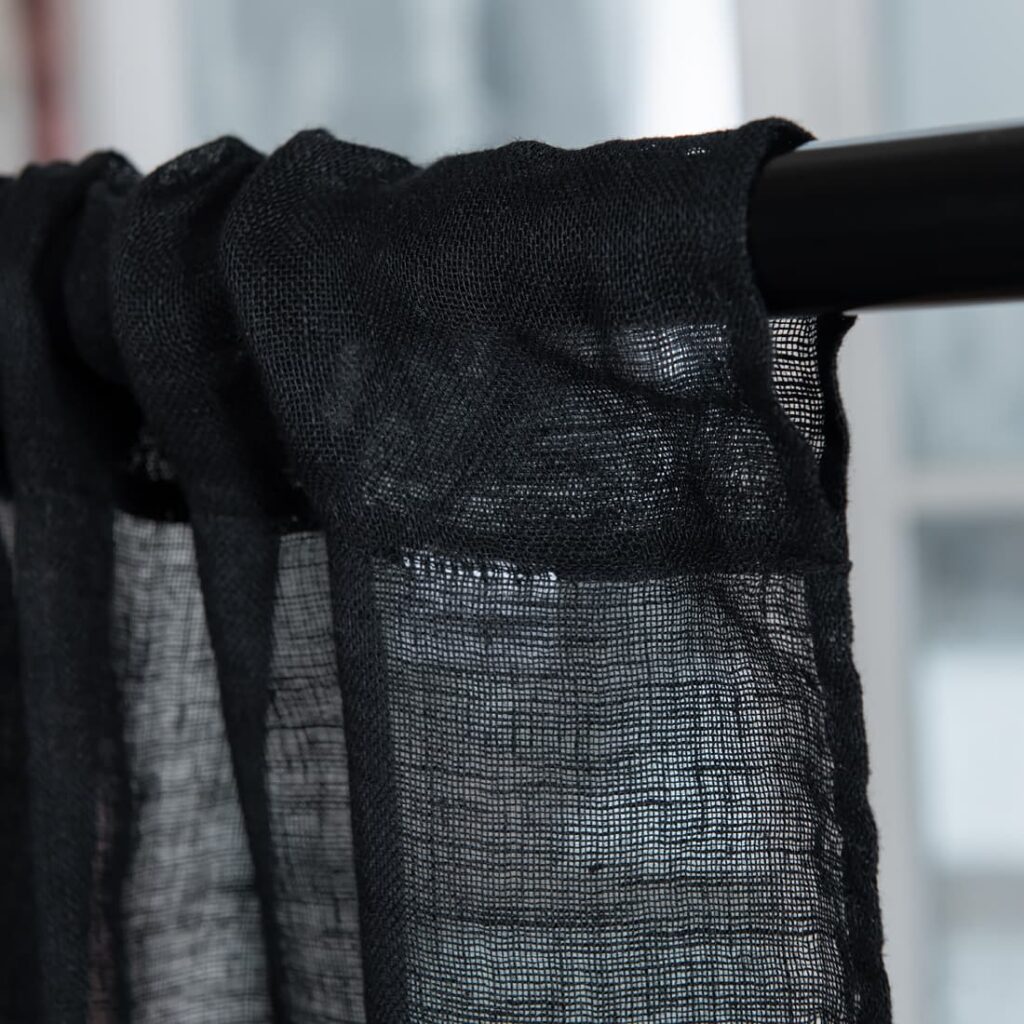 BOHEMIA Rideau noir 5 linen black curtains, with channel, washed